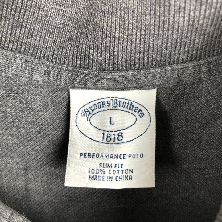 Brooks Brothers 1818 Slim Fit Short-Sleeve Polo Shirt, Men's Size L (approx.) cotton Charcoal Vintage Second Hand