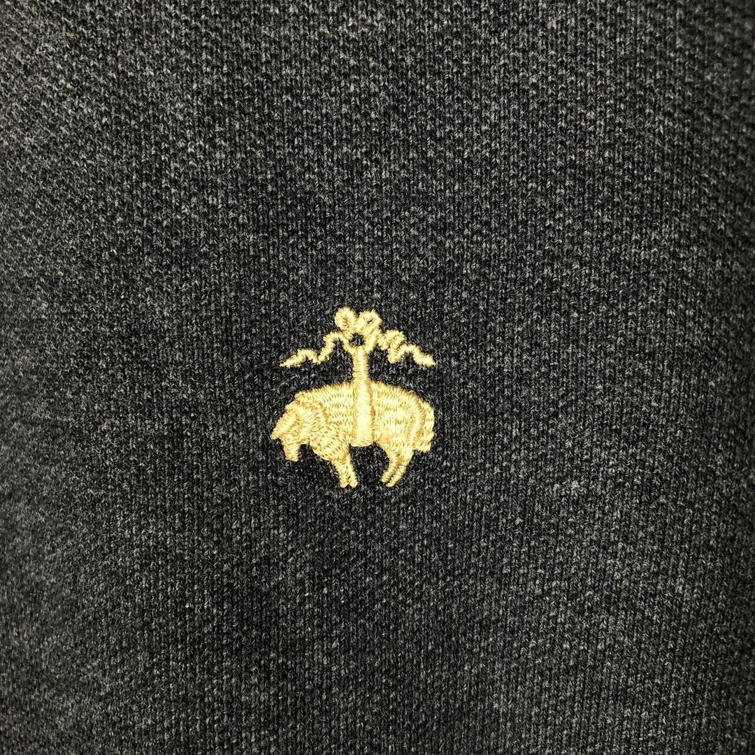 Brooks Brothers 1818 Slim Fit Short-Sleeve Polo Shirt, Men's Size L (approx.) cotton Charcoal Vintage Second Hand