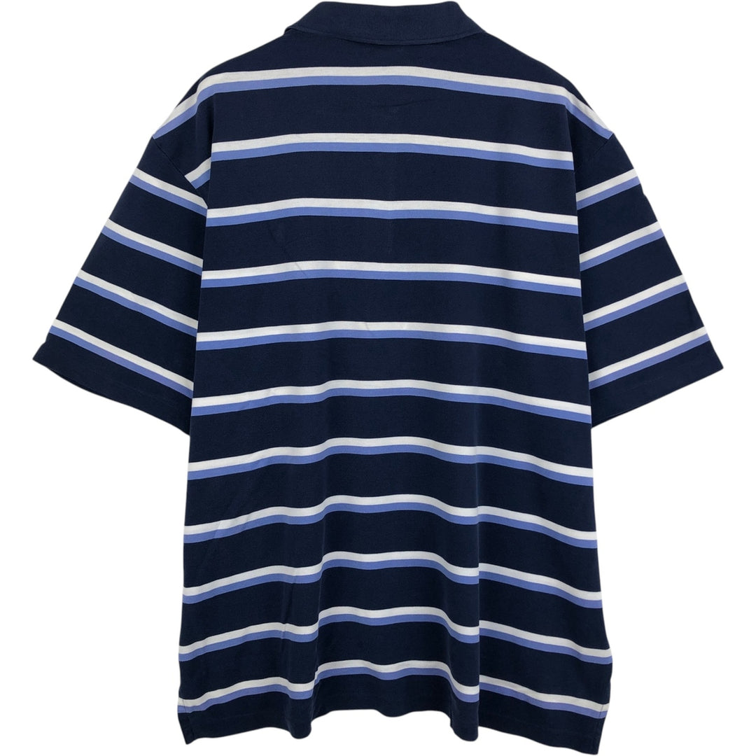 Ralph Lauren POLO by Ralph Lauren GOLF FIT Multi-stripe Short-Sleeve Polo Shirt, Men's Size XL (approx.) Pima Cotton navy blue type Vintage Second Hand