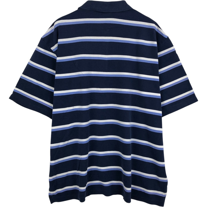 Ralph Lauren POLO by Ralph Lauren GOLF FIT Multi-stripe Short-Sleeve Polo Shirt, Men's Size XL (approx.) Pima Cotton navy blue type Vintage Second Hand