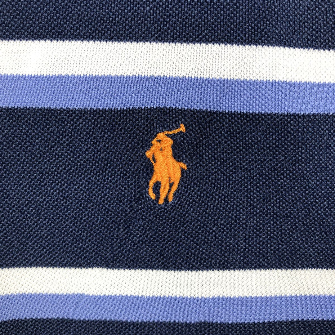 Ralph Lauren POLO by Ralph Lauren GOLF FIT Multi-stripe Short-Sleeve Polo Shirt, Men's Size XL (approx.) Pima Cotton navy blue type Vintage Second Hand