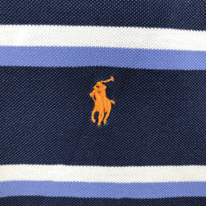Ralph Lauren POLO by Ralph Lauren GOLF FIT Multi-stripe Short-Sleeve Polo Shirt, Men's Size XL (approx.) Pima Cotton navy blue type Vintage Second Hand
