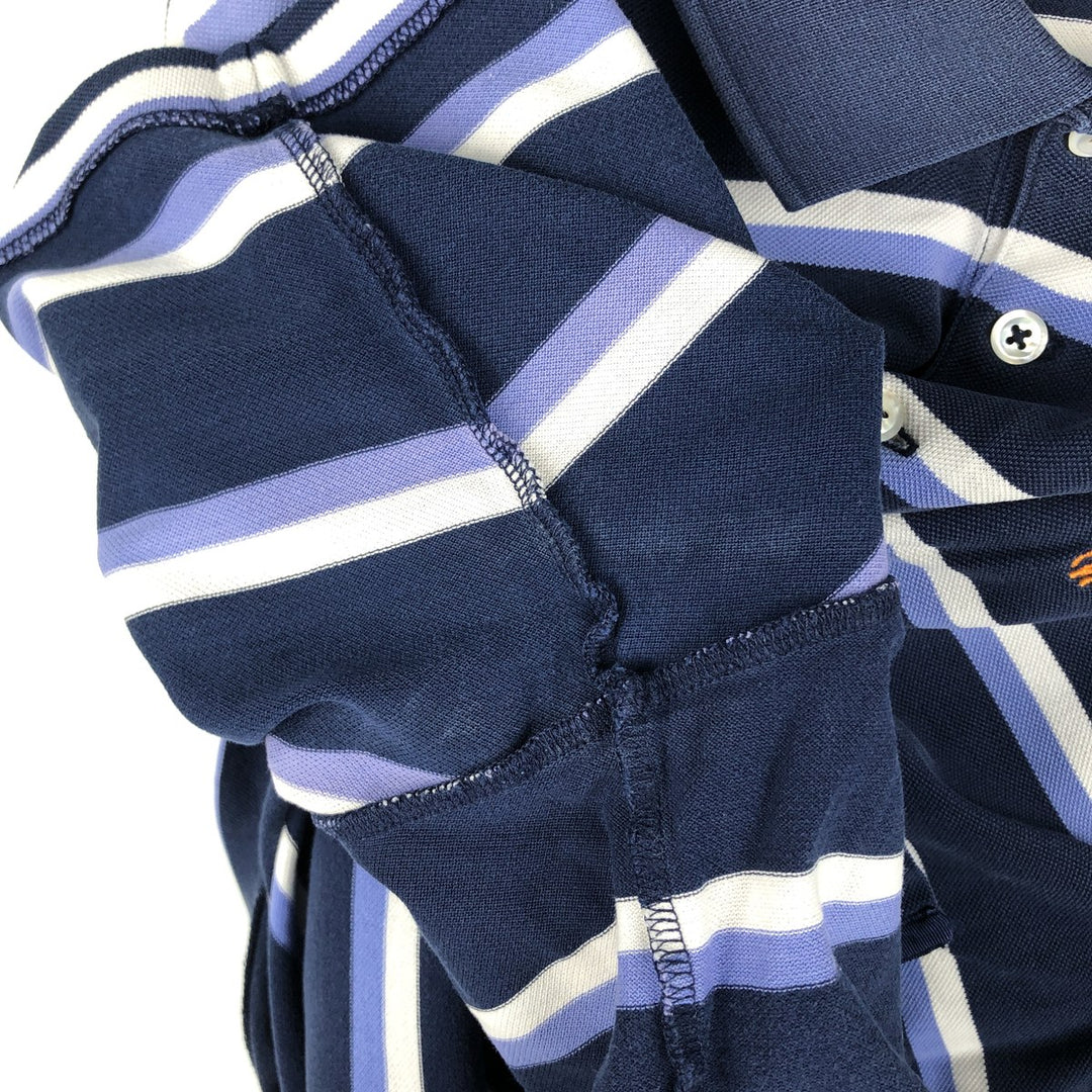 Ralph Lauren POLO by Ralph Lauren GOLF FIT Multi-stripe Short-Sleeve Polo Shirt, Men's Size XL (approx.) Pima Cotton navy blue type Vintage Second Hand