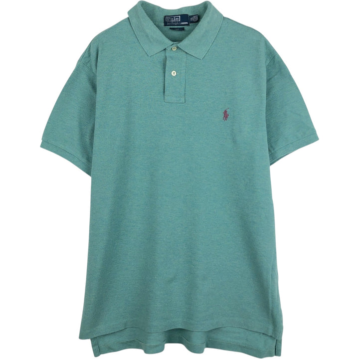 Ralph Lauren POLO by Ralph Lauren CUSTOM FIT short sleeve polo shirt, men's XL size cotton green type yellow green Vintage Second Hand