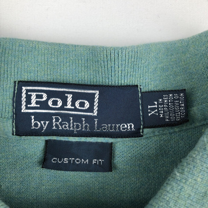 Ralph Lauren POLO by Ralph Lauren CUSTOM FIT short sleeve polo shirt, men's XL size cotton green type yellow green Vintage Second Hand