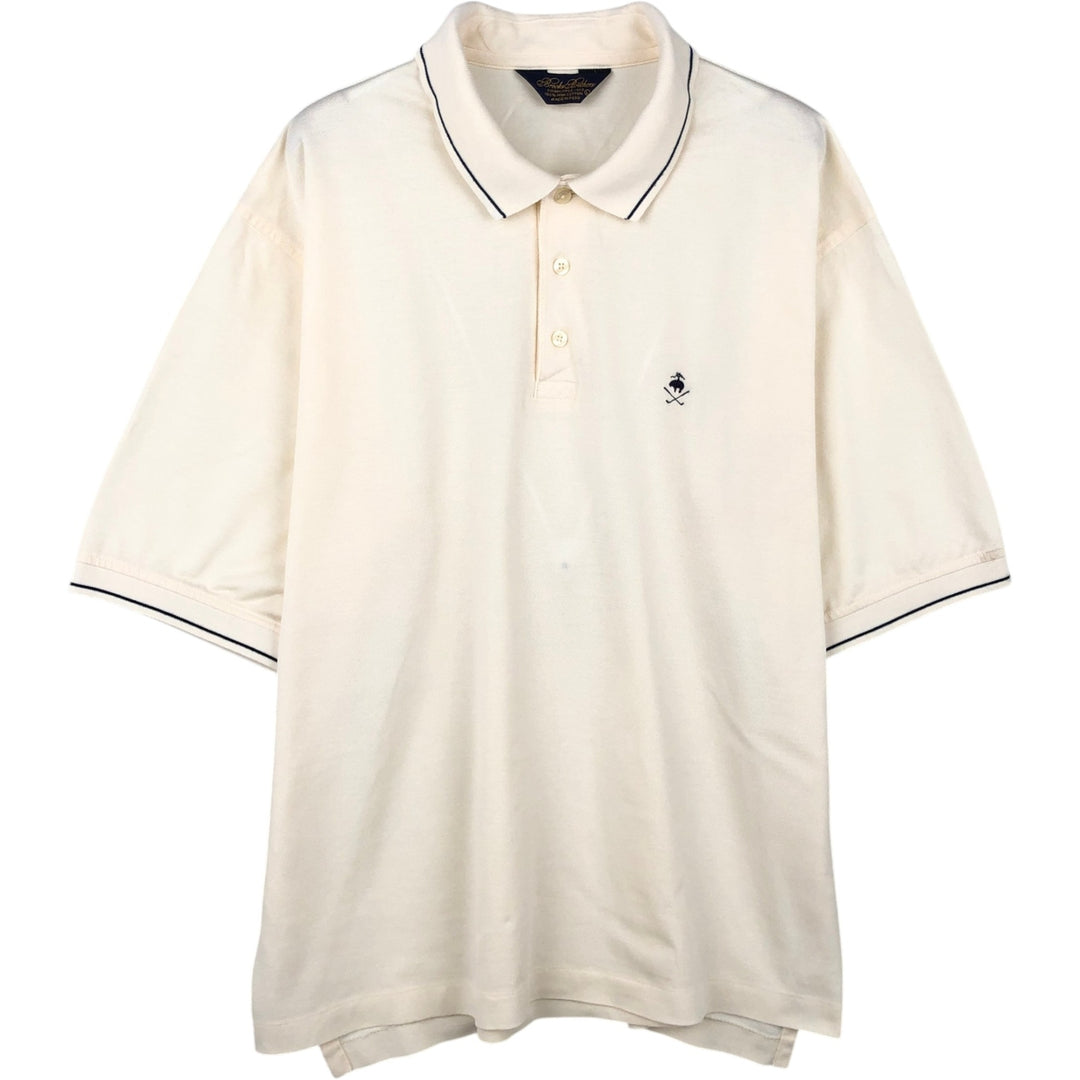 Brooks Brothers ESTABLISHED 1818 Short-Sleeve Polo Shirt, Men's Size L (approx.) Pima Cotton unbleached Vintage Second Hand