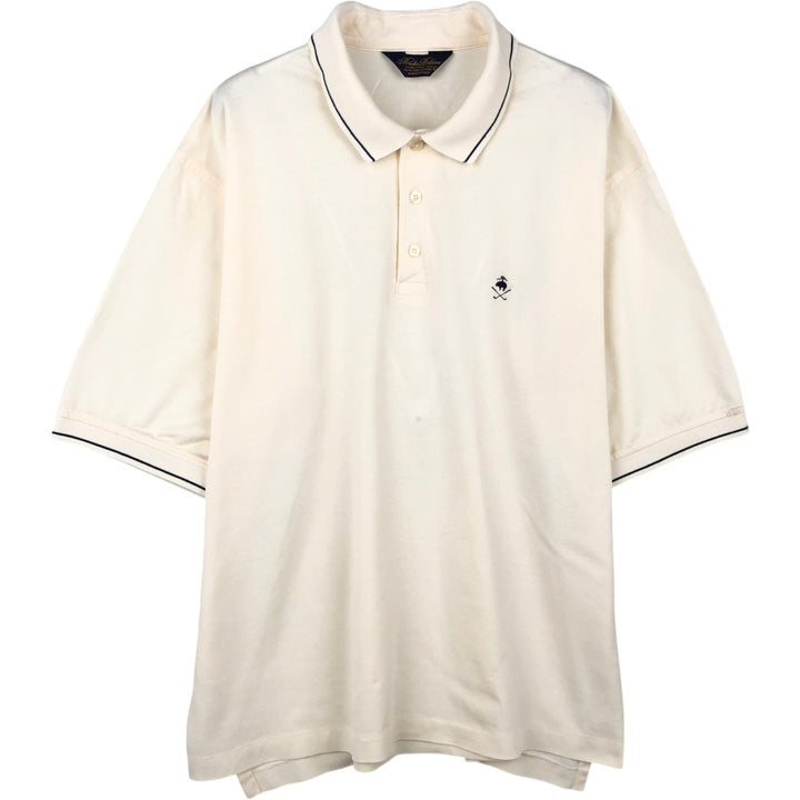 Brooks Brothers ESTABLISHED 1818 Short-Sleeve Polo Shirt, Men's Size L (approx.) Pima Cotton unbleached Vintage Second Hand