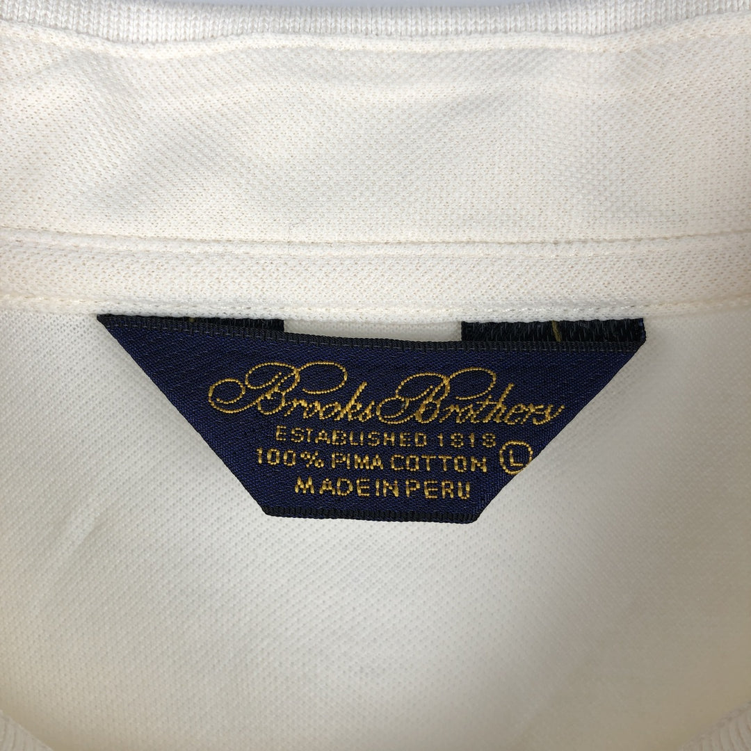 Brooks Brothers ESTABLISHED 1818 Short-Sleeve Polo Shirt, Men's Size L (approx.) Pima Cotton unbleached Vintage Second Hand