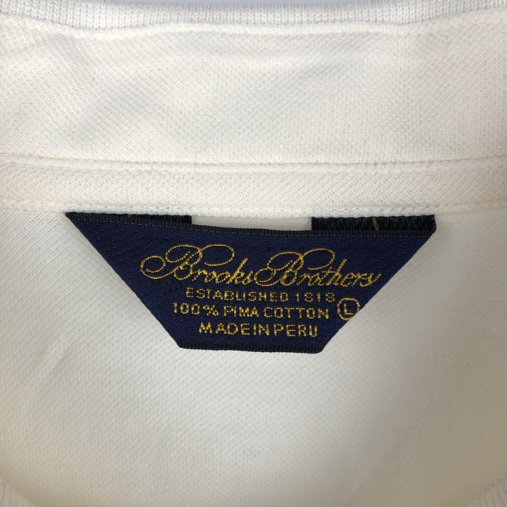 Brooks Brothers ESTABLISHED 1818 Short-Sleeve Polo Shirt, Men's Size L (approx.) Pima Cotton unbleached Vintage Second Hand