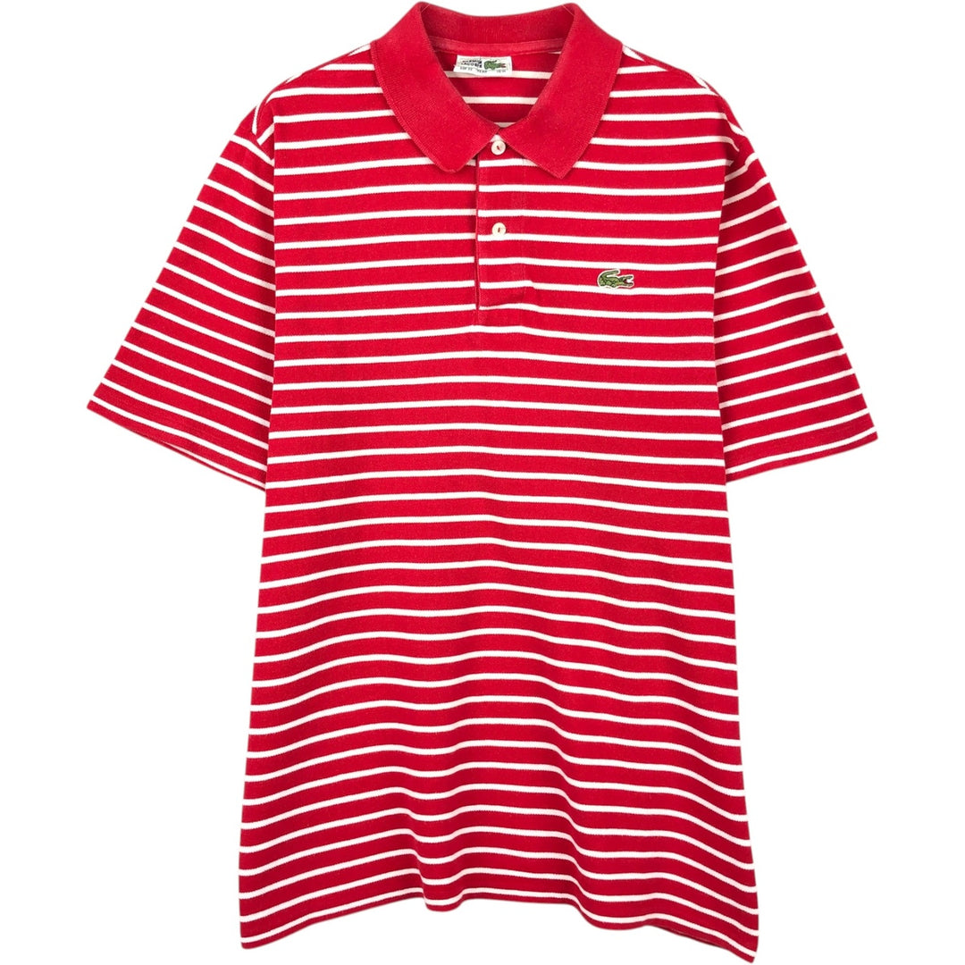 1970'S Lacoste French Lacoste Short-Sleeve Striped Polo Shirt, Made in Australia, Size 22 (Men's L equivalent), Vintage cotton red type Vintage Second Hand