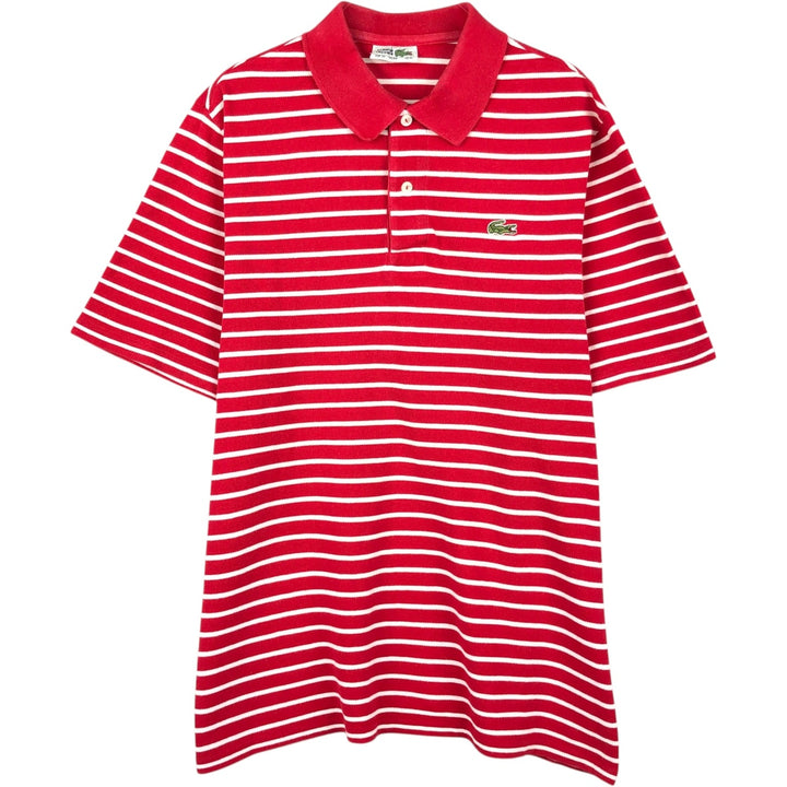 1970'S Lacoste French Lacoste Short-Sleeve Striped Polo Shirt, Made in Australia, Size 22 (Men's L equivalent), Vintage cotton red type Vintage Second Hand