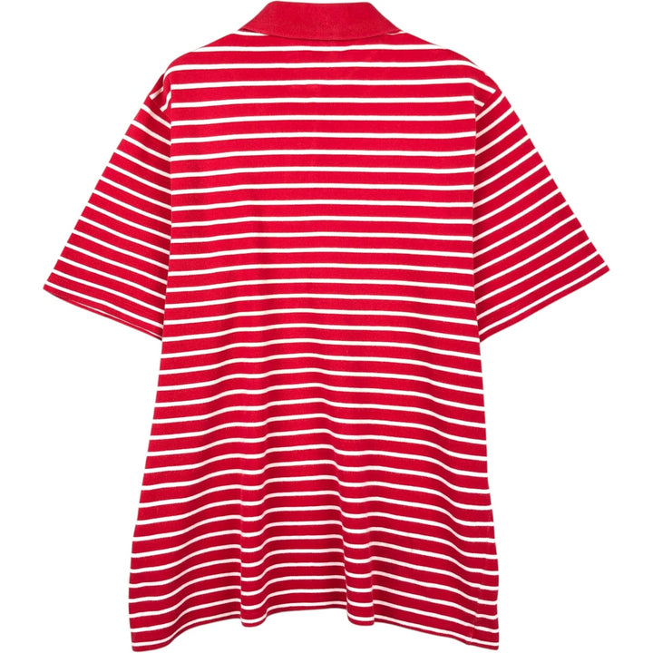 1970'S Lacoste French Lacoste Short-Sleeve Striped Polo Shirt, Made in Australia, Size 22 (Men's L equivalent), Vintage cotton red type Vintage Second Hand