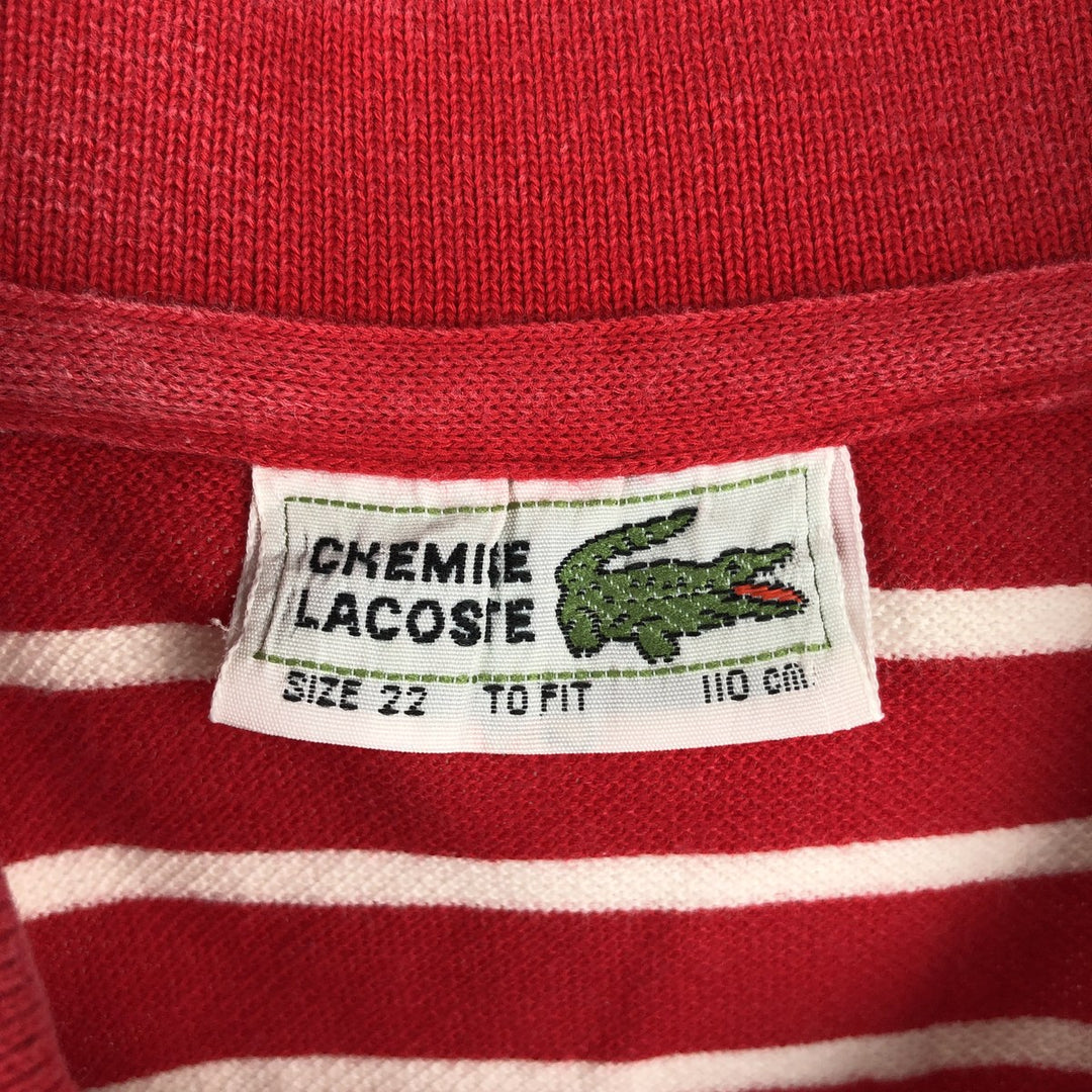 1970'S Lacoste French Lacoste Short-Sleeve Striped Polo Shirt, Made in Australia, Size 22 (Men's L equivalent), Vintage cotton red type Vintage Second Hand