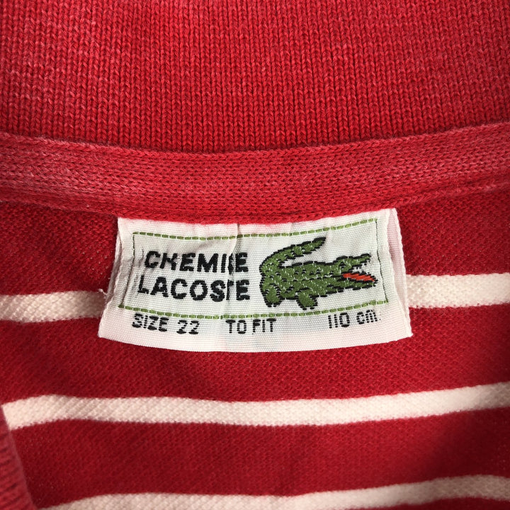 1970'S Lacoste French Lacoste Short-Sleeve Striped Polo Shirt, Made in Australia, Size 22 (Men's L equivalent), Vintage cotton red type Vintage Second Hand