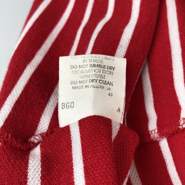 1970'S Lacoste French Lacoste Short-Sleeve Striped Polo Shirt, Made in Australia, Size 22 (Men's L equivalent), Vintage cotton red type Vintage Second Hand