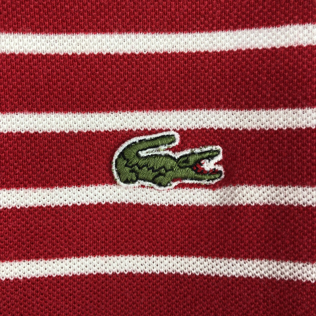 1970'S Lacoste French Lacoste Short-Sleeve Striped Polo Shirt, Made in Australia, Size 22 (Men's L equivalent), Vintage cotton red type Vintage Second Hand