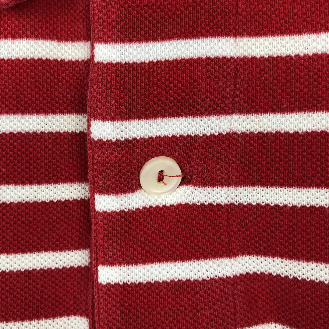 1970'S Lacoste French Lacoste Short-Sleeve Striped Polo Shirt, Made in Australia, Size 22 (Men's L equivalent), Vintage cotton red type Vintage Second Hand