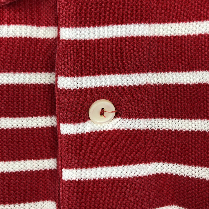 1970'S Lacoste French Lacoste Short-Sleeve Striped Polo Shirt, Made in Australia, Size 22 (Men's L equivalent), Vintage cotton red type Vintage Second Hand