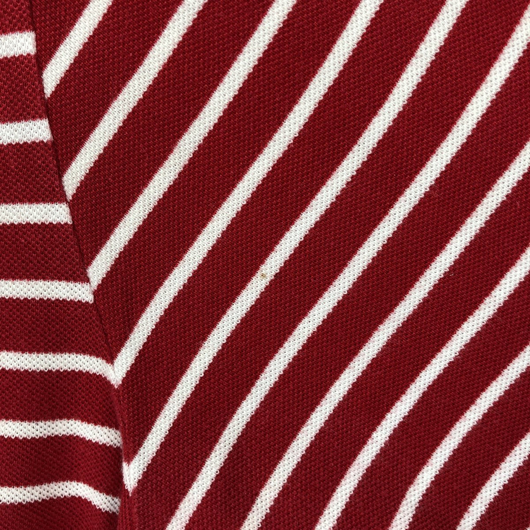 1970'S Lacoste French Lacoste Short-Sleeve Striped Polo Shirt, Made in Australia, Size 22 (Men's L equivalent), Vintage cotton red type Vintage Second Hand
