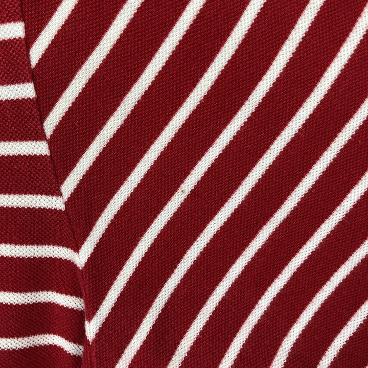 1970'S Lacoste French Lacoste Short-Sleeve Striped Polo Shirt, Made in Australia, Size 22 (Men's L equivalent), Vintage cotton red type Vintage Second Hand