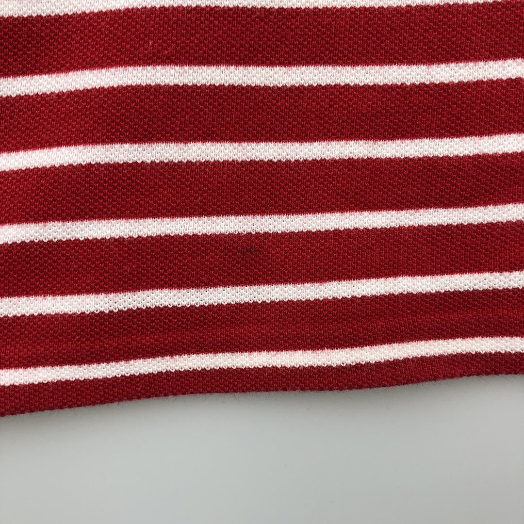 1970'S Lacoste French Lacoste Short-Sleeve Striped Polo Shirt, Made in Australia, Size 22 (Men's L equivalent), Vintage cotton red type Vintage Second Hand
