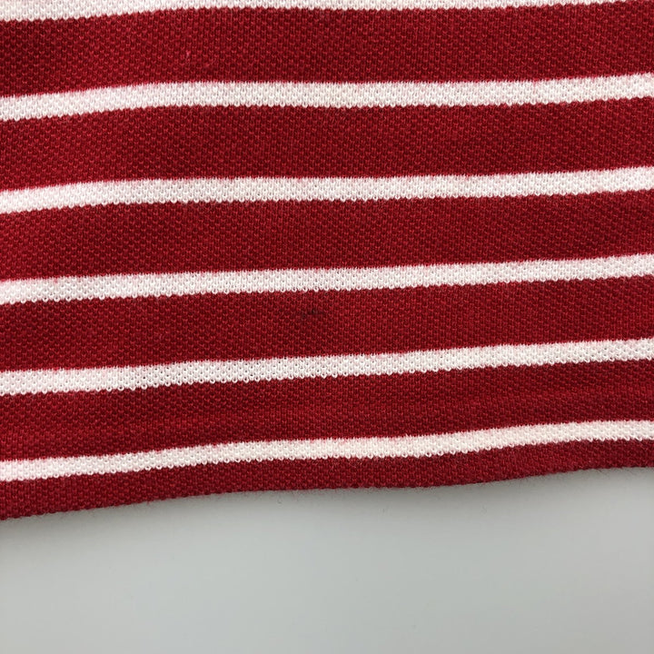 1970'S Lacoste French Lacoste Short-Sleeve Striped Polo Shirt, Made in Australia, Size 22 (Men's L equivalent), Vintage cotton red type Vintage Second Hand