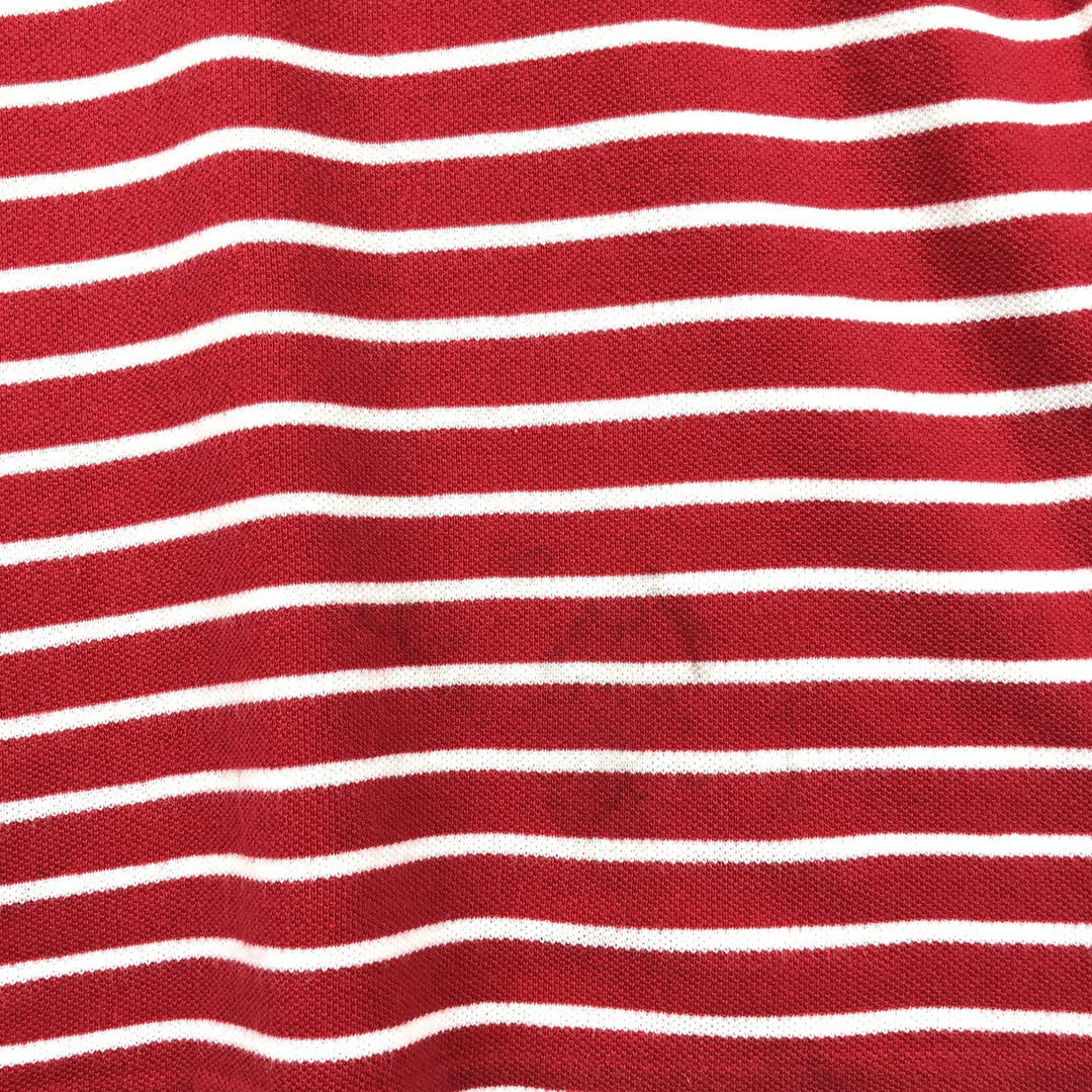 1970'S Lacoste French Lacoste Short-Sleeve Striped Polo Shirt, Made in Australia, Size 22 (Men's L equivalent), Vintage cotton red type Vintage Second Hand
