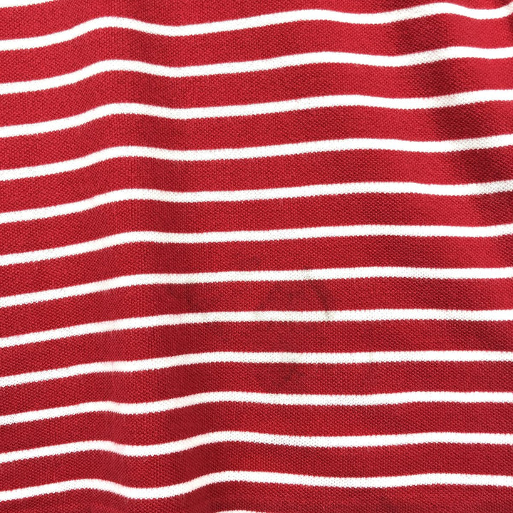 1970'S Lacoste French Lacoste Short-Sleeve Striped Polo Shirt, Made in Australia, Size 22 (Men's L equivalent), Vintage cotton red type Vintage Second Hand