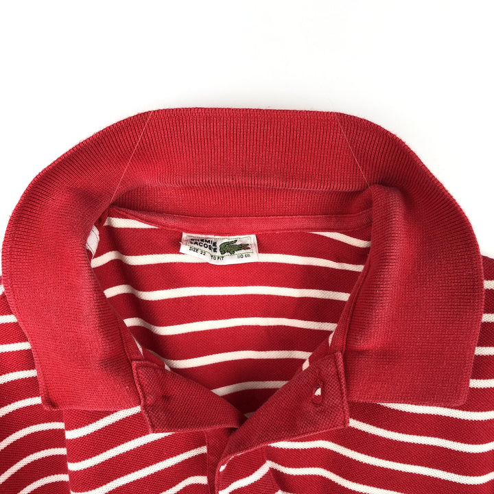 1970'S Lacoste French Lacoste Short-Sleeve Striped Polo Shirt, Made in Australia, Size 22 (Men's L equivalent), Vintage cotton red type Vintage Second Hand