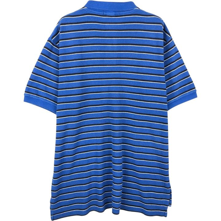 Ralph Lauren POLO by Ralph Lauren Multi-border short sleeve striped polo shirt Men's size L cotton blue type Vintage Second Hand