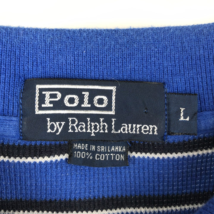 Ralph Lauren POLO by Ralph Lauren Multi-border short sleeve striped polo shirt Men's size L cotton blue type Vintage Second Hand