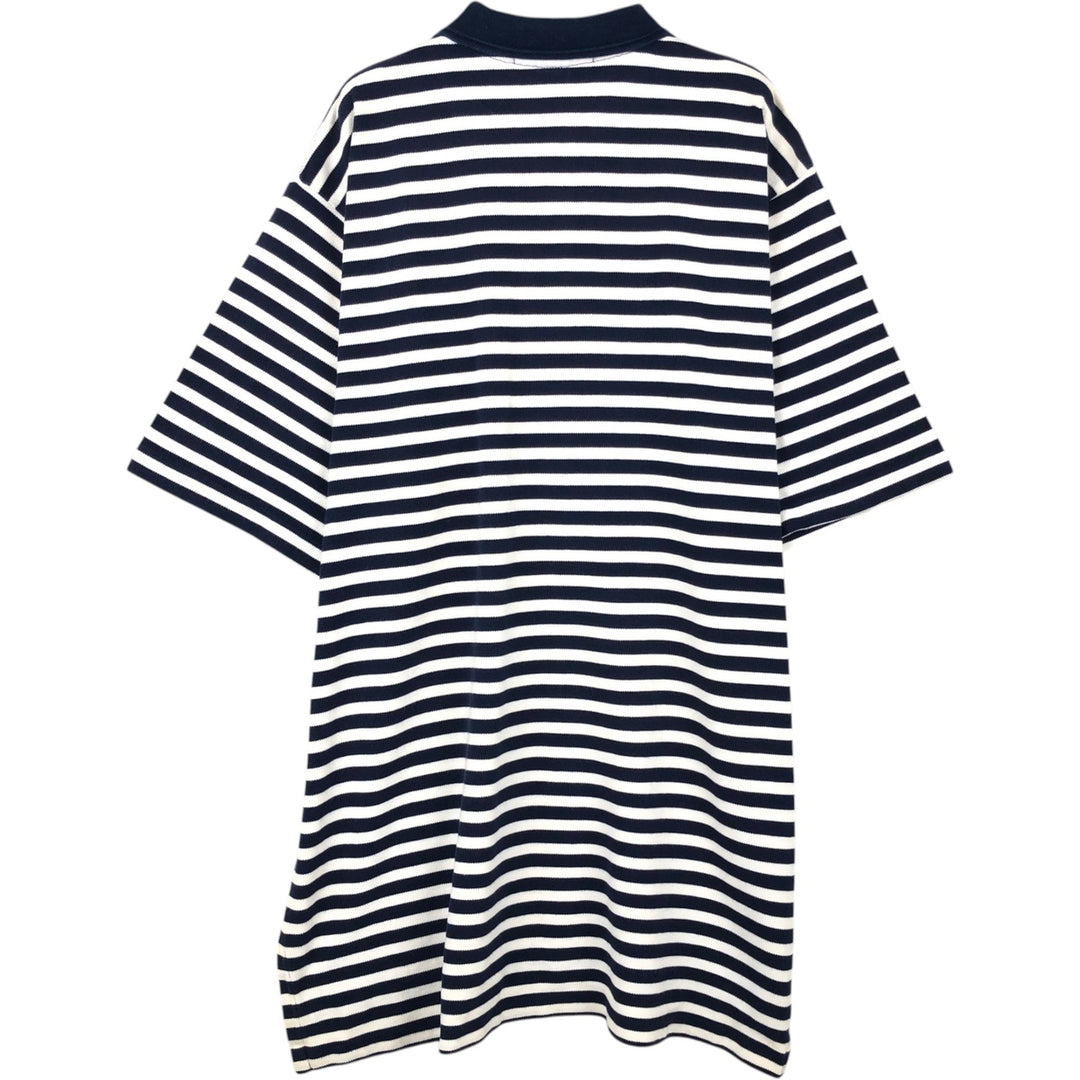 Ralph Lauren POLO GOLF Short-Sleeve Striped Polo Shirt, Men's Size XXL (approx.) cotton navy blue type Vintage Second Hand