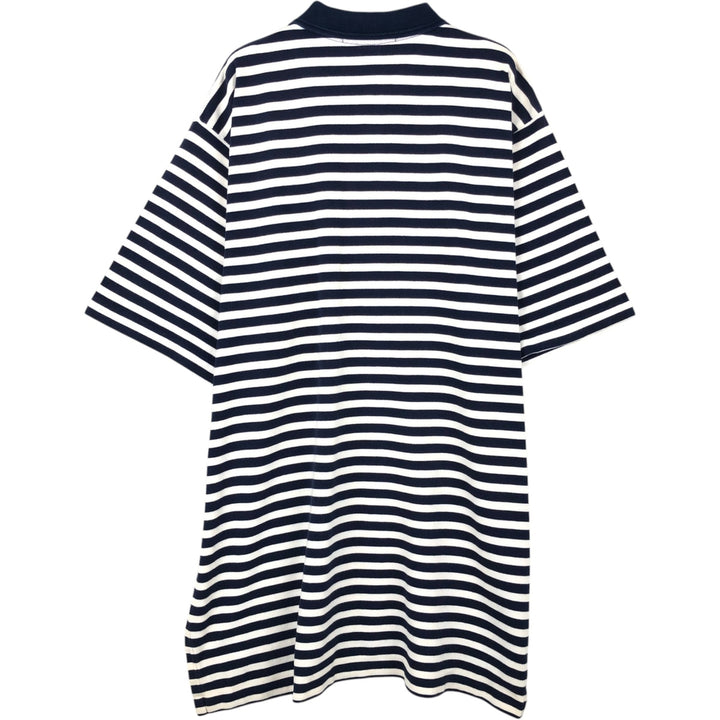 Ralph Lauren POLO GOLF Short-Sleeve Striped Polo Shirt, Men's Size XXL (approx.) cotton navy blue type Vintage Second Hand