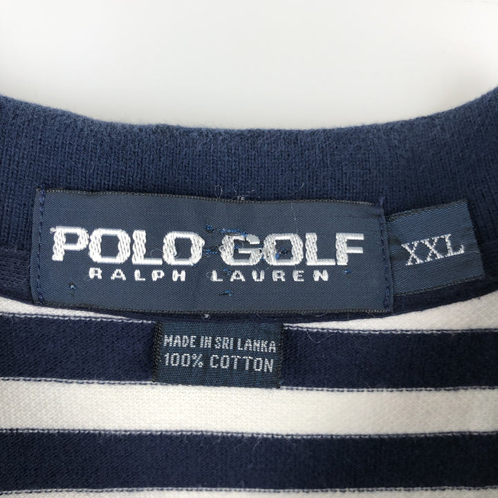 Ralph Lauren POLO GOLF Short-Sleeve Striped Polo Shirt, Men's Size XXL (approx.) cotton navy blue type Vintage Second Hand