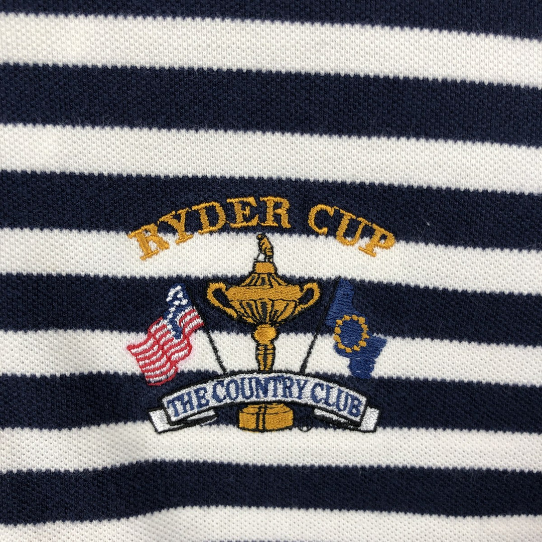 Ralph Lauren POLO GOLF Short-Sleeve Striped Polo Shirt, Men's Size XXL (approx.) cotton navy blue type Vintage Second Hand