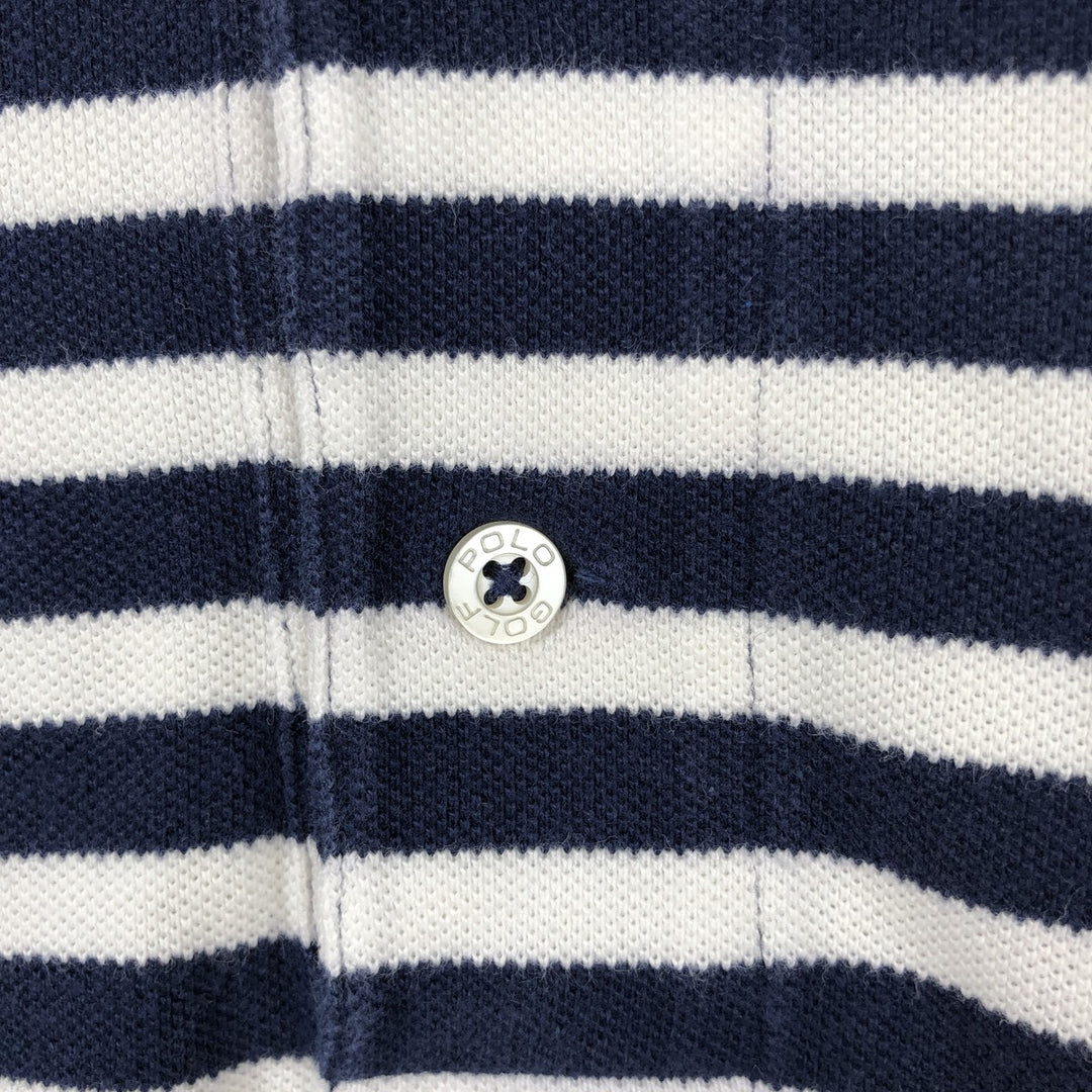 Ralph Lauren POLO GOLF Short-Sleeve Striped Polo Shirt, Men's Size XXL (approx.) cotton navy blue type Vintage Second Hand