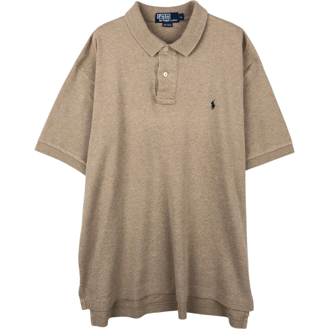 Ralph Lauren POLO by Ralph Lauren short sleeve polo shirt, men's size L cotton beige type brown Vintage Second Hand