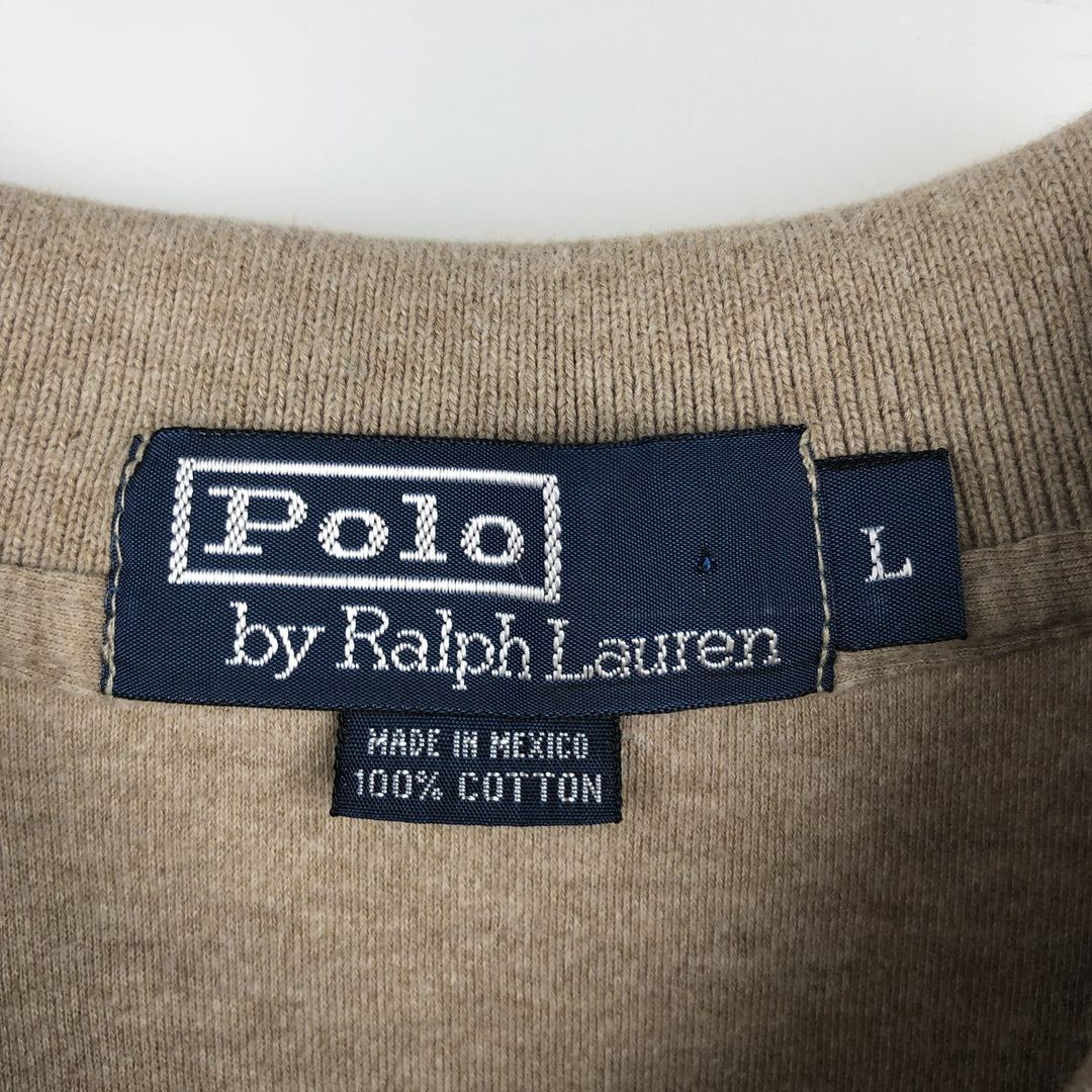 Ralph Lauren POLO by Ralph Lauren short sleeve polo shirt, men's size L cotton beige type brown Vintage Second Hand