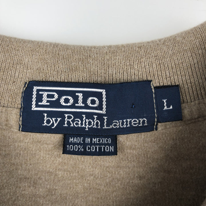 Ralph Lauren POLO by Ralph Lauren short sleeve polo shirt, men's size L cotton beige type brown Vintage Second Hand