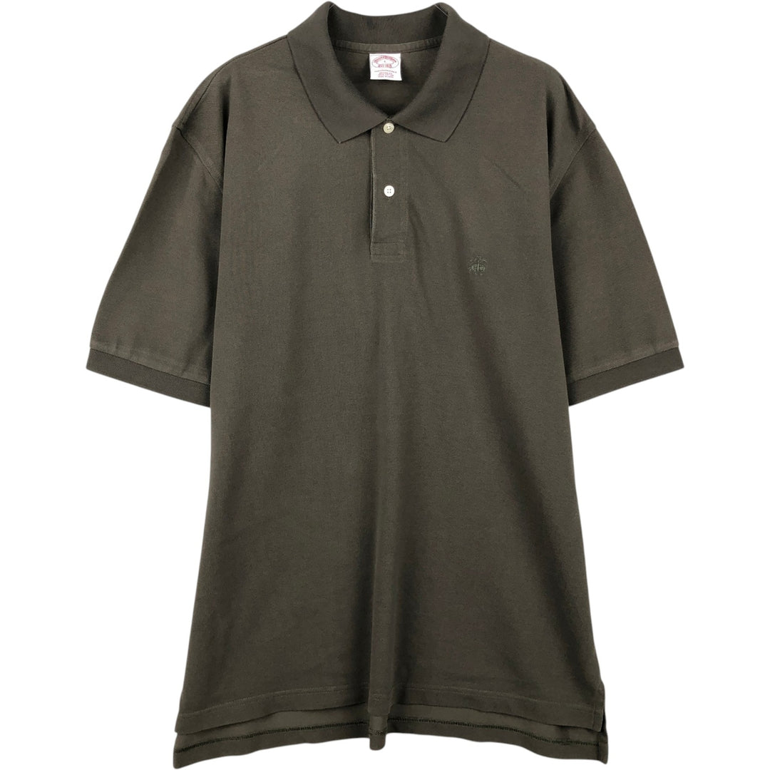Brooks Brothers Est.1818 Short-Sleeve Polo Shirt, Men's Size L (approx.) cotton Khaki type sage green Vintage Second Hand