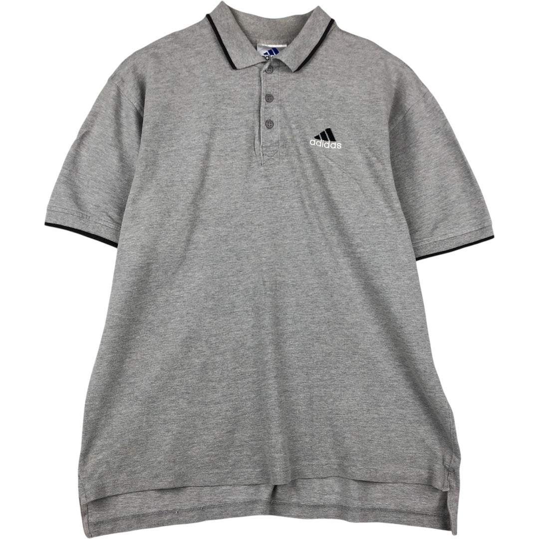 90s-00'S Adidas short-sleeved polo shirt, men's size L equivalent, vintage. cotton gray type Vintage Second Hand
