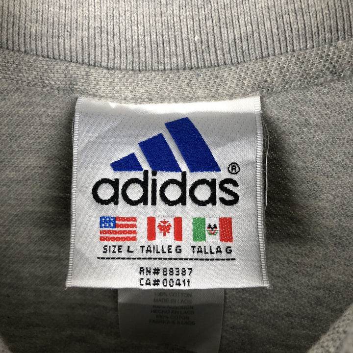 90s-00'S Adidas short-sleeved polo shirt, men's size L equivalent, vintage. cotton gray type Vintage Second Hand