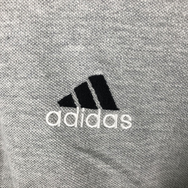 90s-00'S Adidas short-sleeved polo shirt, men's size L equivalent, vintage. cotton gray type Vintage Second Hand