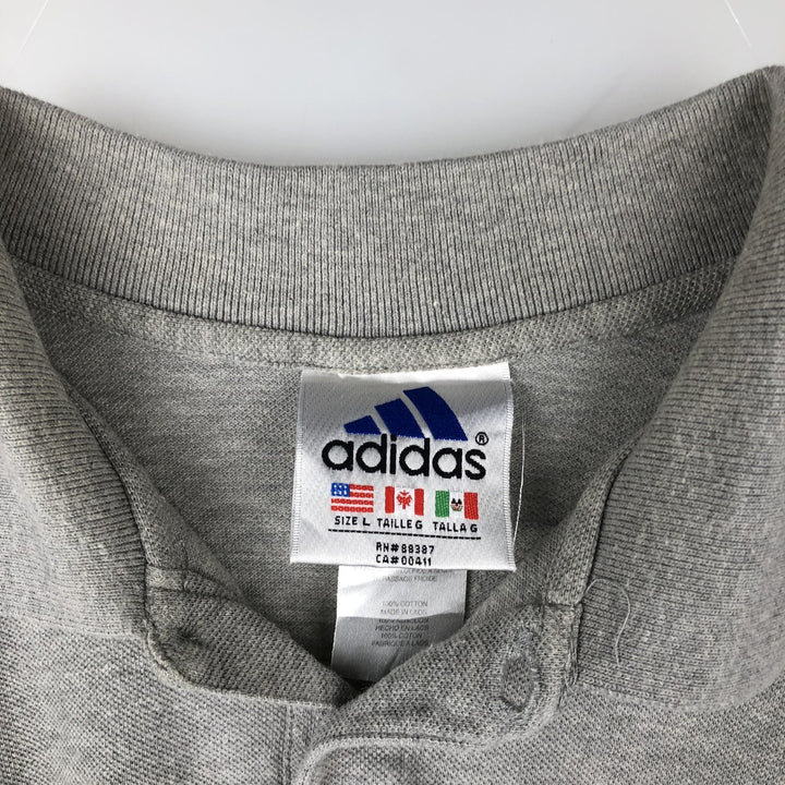 90s-00'S Adidas short-sleeved polo shirt, men's size L equivalent, vintage. cotton gray type Vintage Second Hand