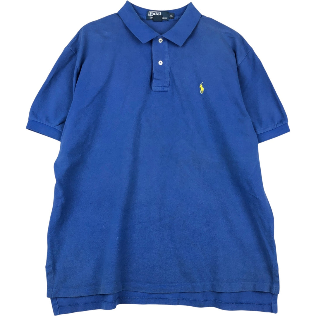 Ralph Lauren POLO by Ralph Lauren short sleeve polo shirt, men's XL size cotton blue type Vintage Second Hand