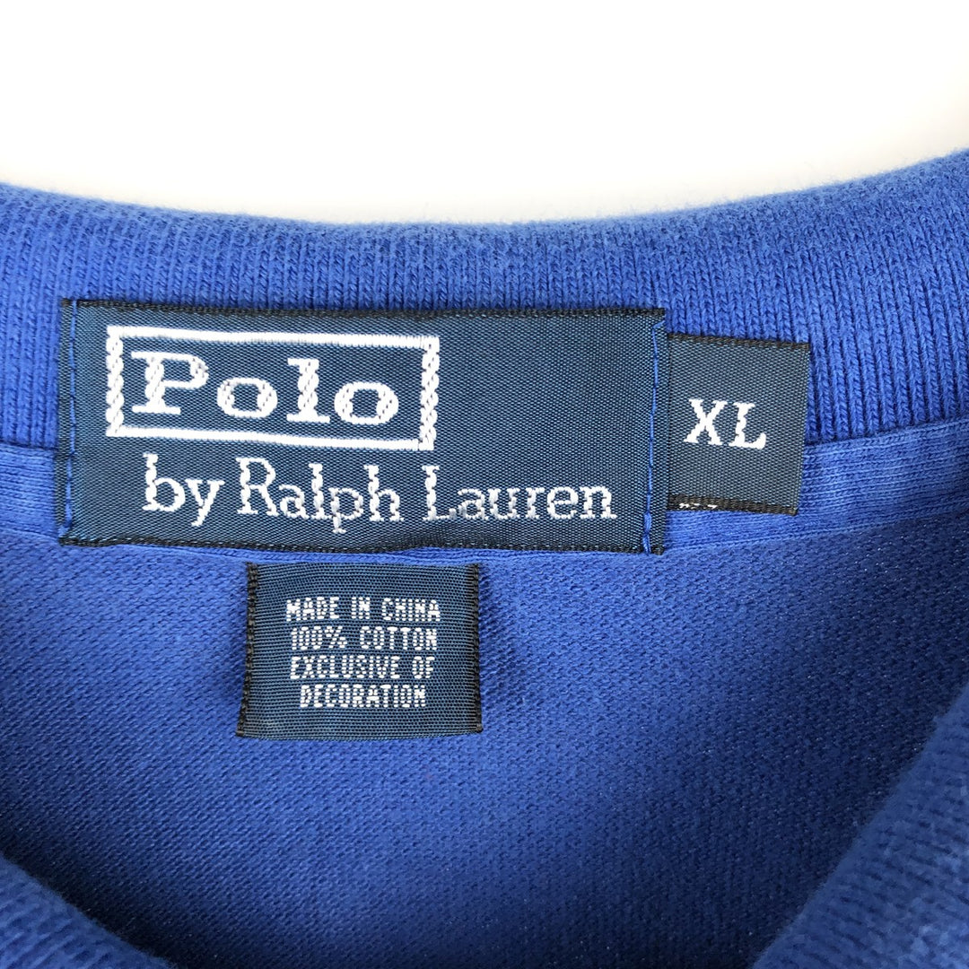 Ralph Lauren POLO by Ralph Lauren short sleeve polo shirt, men's XL size cotton blue type Vintage Second Hand