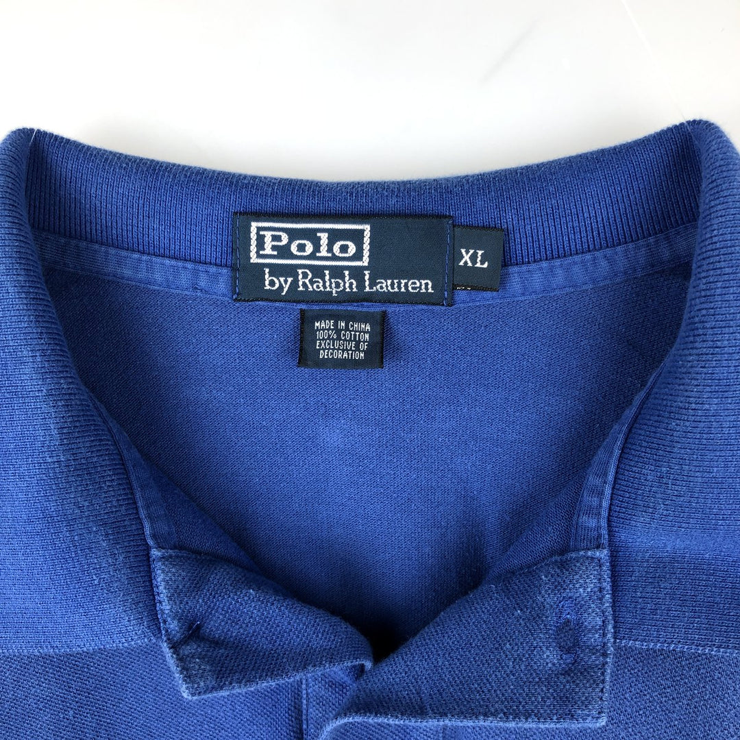 Ralph Lauren POLO by Ralph Lauren short sleeve polo shirt, men's XL size cotton blue type Vintage Second Hand