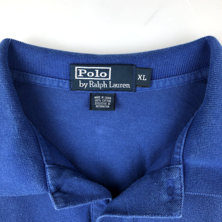 Ralph Lauren POLO by Ralph Lauren short sleeve polo shirt, men's XL size cotton blue type Vintage Second Hand
