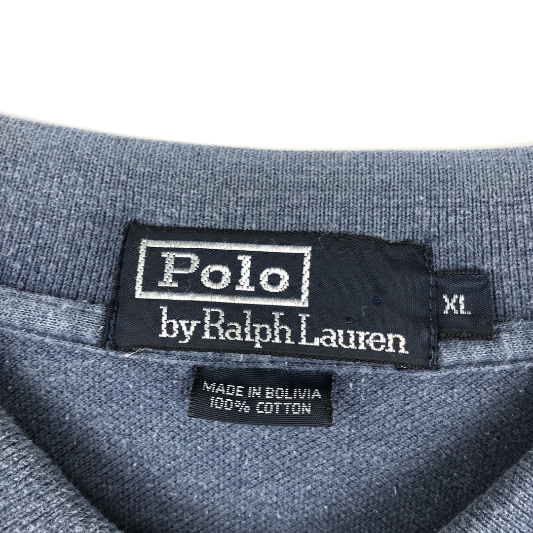 Ralph Lauren POLO by Ralph Lauren short sleeve polo shirt, men's XL size cotton blue type Vintage Second Hand