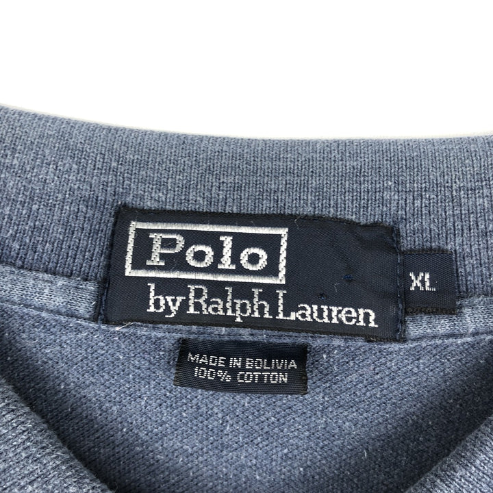 Ralph Lauren POLO by Ralph Lauren short sleeve polo shirt, men's XL size cotton blue type Vintage Second Hand